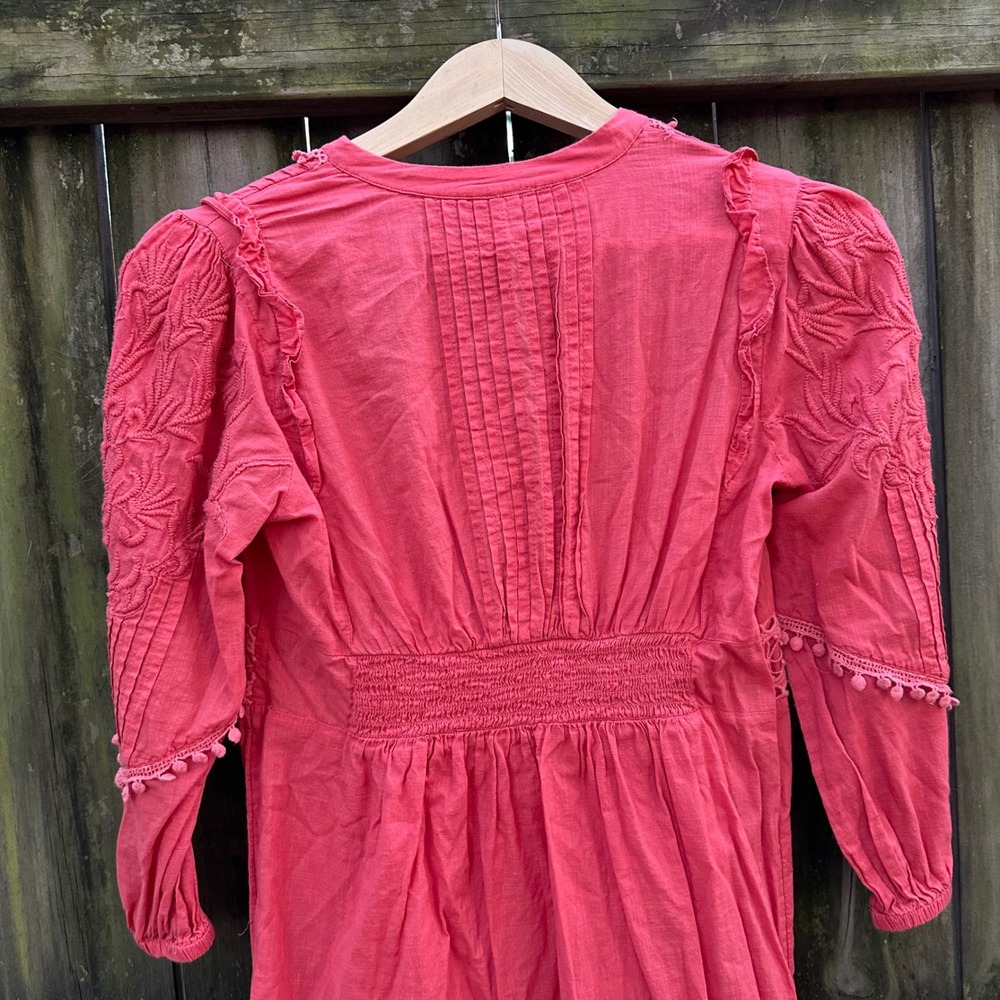 Anthropologie Akemi + Kin Josephine Coral Embroidered Lace Trim Dress - Picture 8 of 11